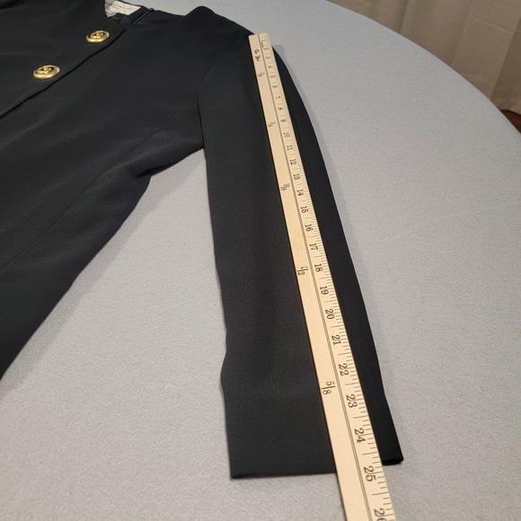 Vintage 90s Evan Picone Dress Black Gold Button Retro Career Women's Size 8 - Picture 8 of 8